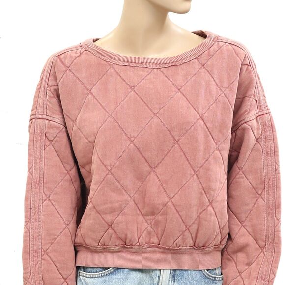 Free People We The Free Mirage Pullover Sweatshirt Top Diamond Quilted S 283932 - Picture 6 of 9